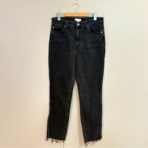 H&M Black Ankle Jeans with Frayed Hem w Relaxed Fit